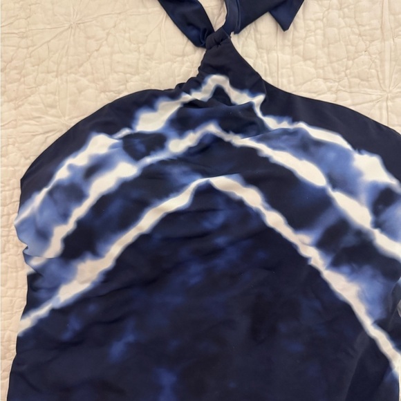 Lauren Ralph Lauren Halter One-Piece Swimsuit - Blue Shoreline Tie Dye Size 10 - Picture 5 of 14
